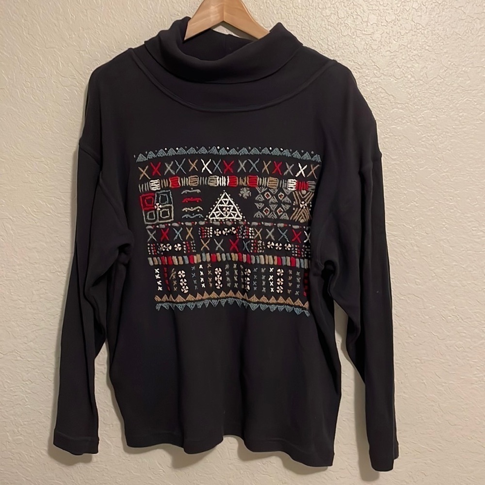 Vintage Segrets Sun Prints Women’s Long Sleeve Cowl Neck Sweater Size M